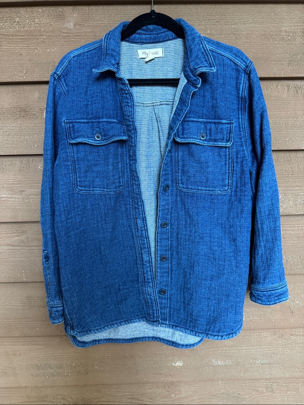 Madewell Blue Denim Stretch Button-Down Shirt Jacket size Small